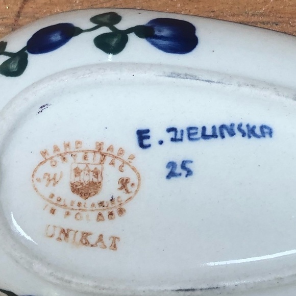 Boleslawiec Polish Pottery Hand Made Hand Painted Ceramic Spoon-Rest Blueberries - Picture 6 of 6